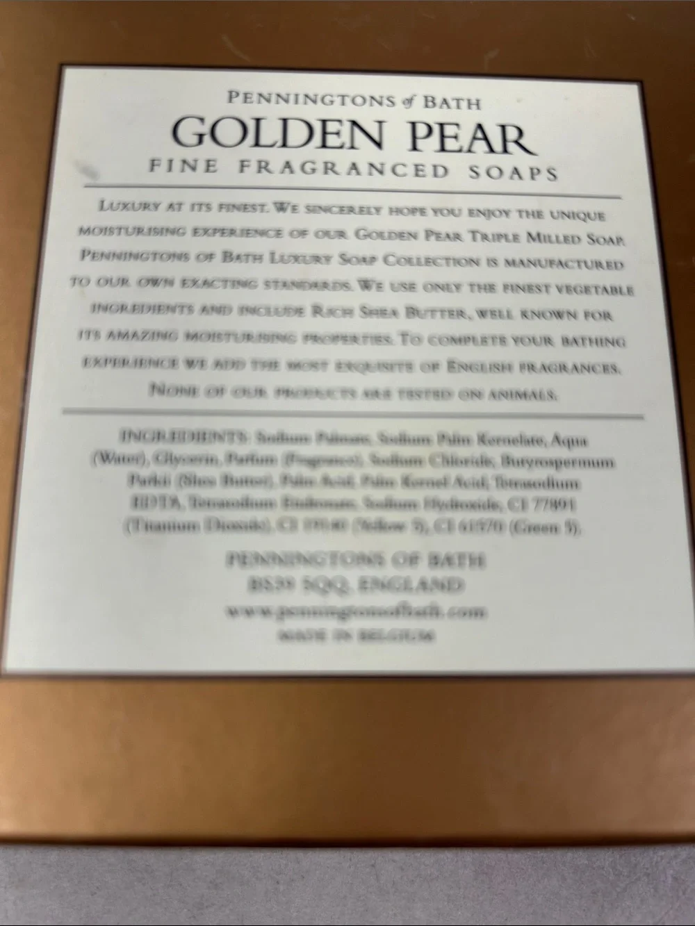 Penningtons of Bath Golden Pear Fragranced 3 Soap Bars